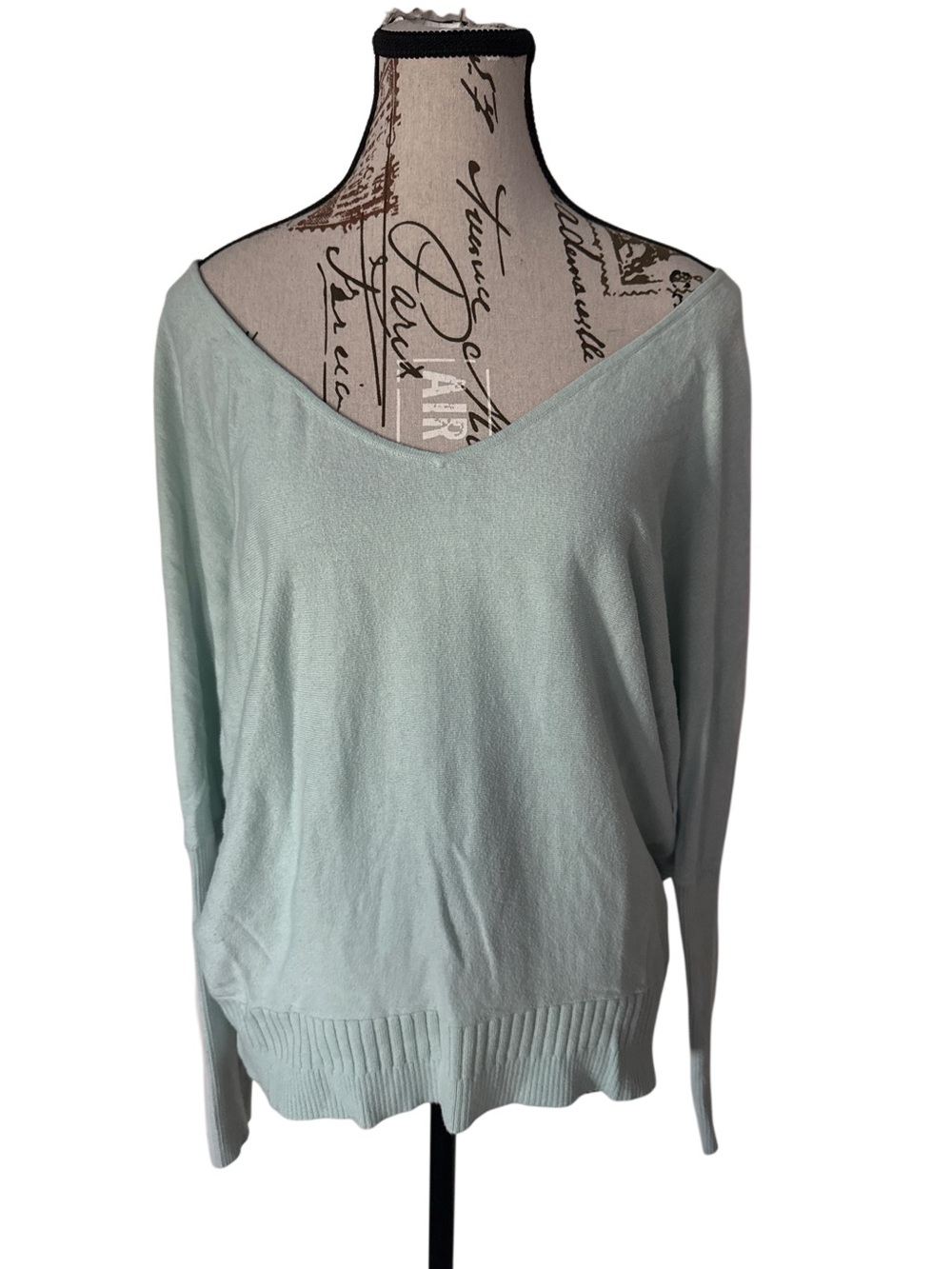 Victoria's Secret Off-the-Shoulder V-Neck Sweater in Light Sage